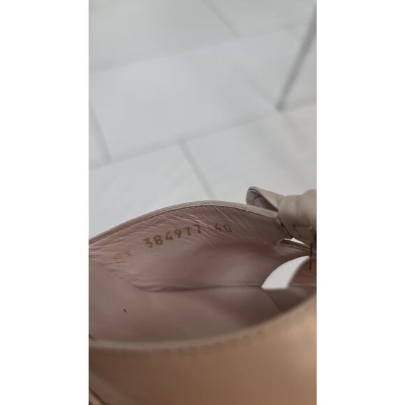 Saint Laurent Beige Leather Candy Bow Platform Sandals  Sz 40 - Picture 9 of 11